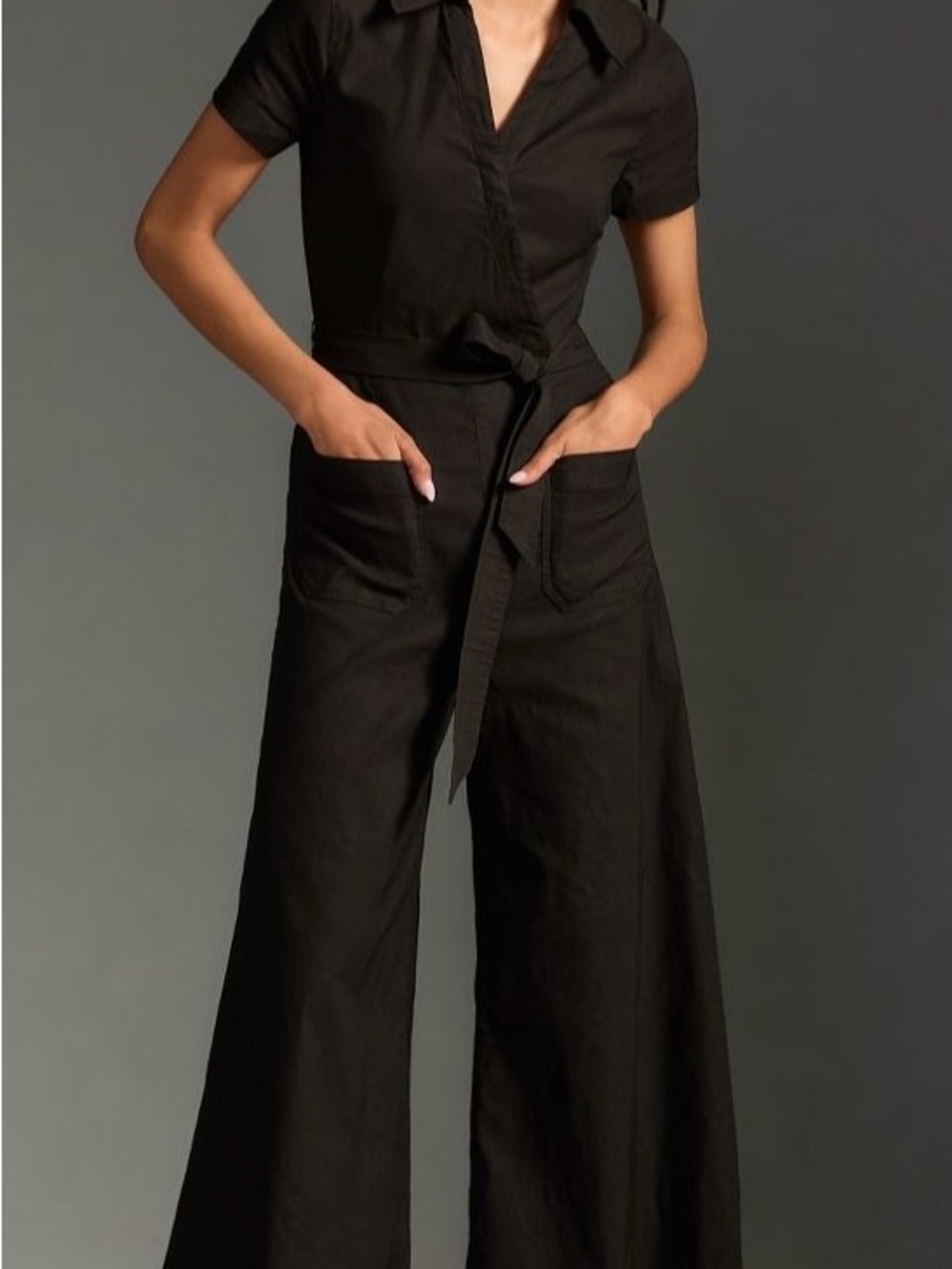 Maeve by Anthropologie Colette Wide-Leg Mustard Jumpsuit with Tie Waist